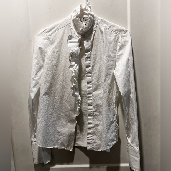 Zara NWT ruffled front cotton button downsize S. - Picture 3 of 6